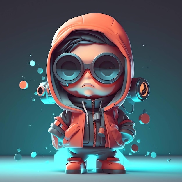 Premium Photo | A cartoon character with a red hoodie and glasses that ...