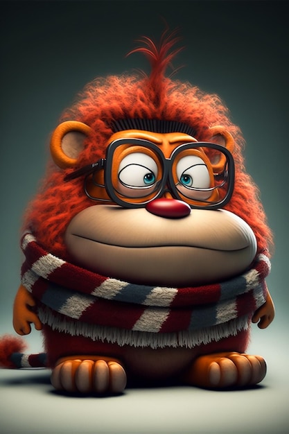 A cartoon character with a scarf and a scarf that says'monkey king '