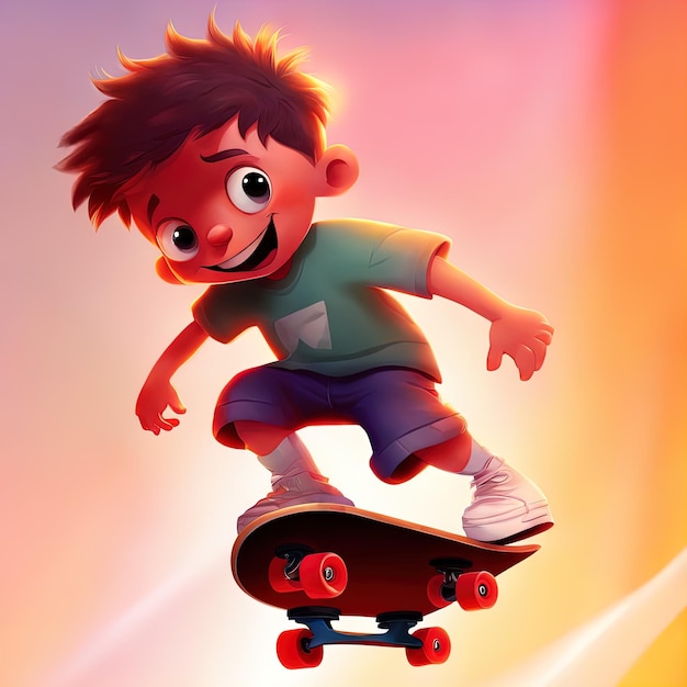 cartoon character with a skateboard 3 d illustrationcartoon character with a skateboard 3 d illust