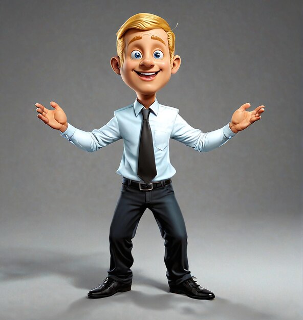 Photo a cartoon character with a smile and arms outstretched