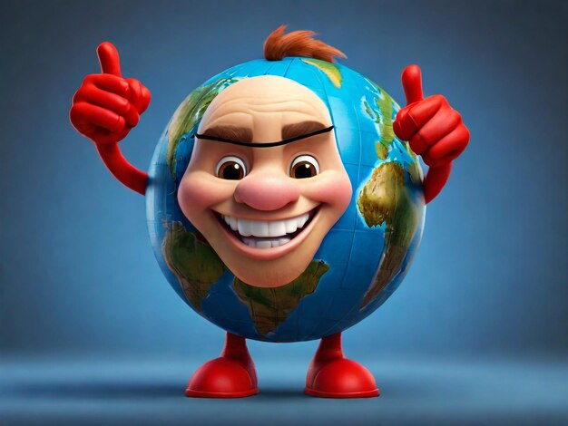 Photo a cartoon character with a smile and the word world on his face