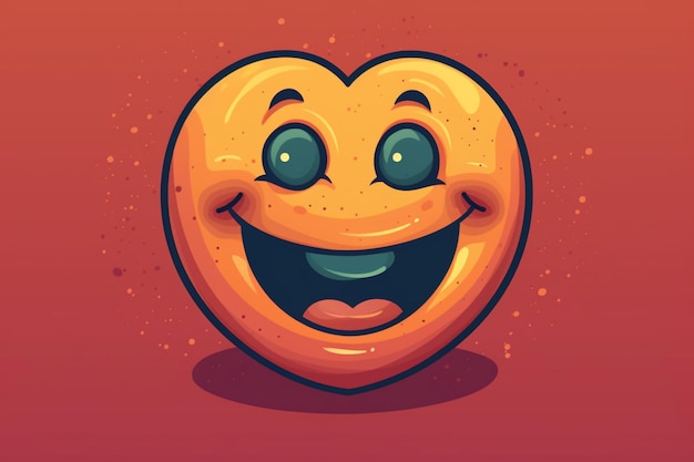 A cartoon character with a smiley face and a red background that says'happy heart '