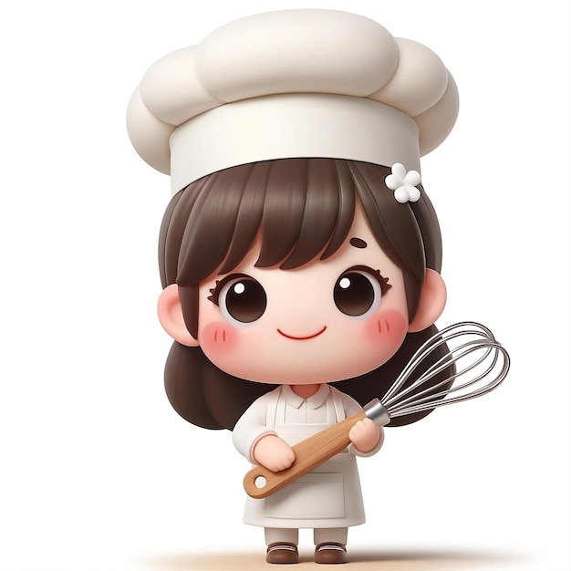 Photo a cartoon character with a spatula and a spatula is a female cook