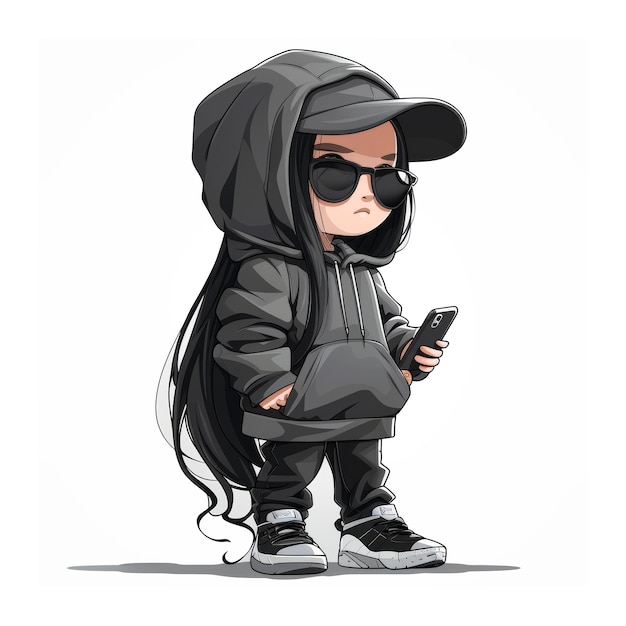 Photo cartoon character with sunglasses and a hoodie