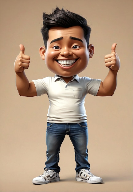 a cartoon character with a thumbs up