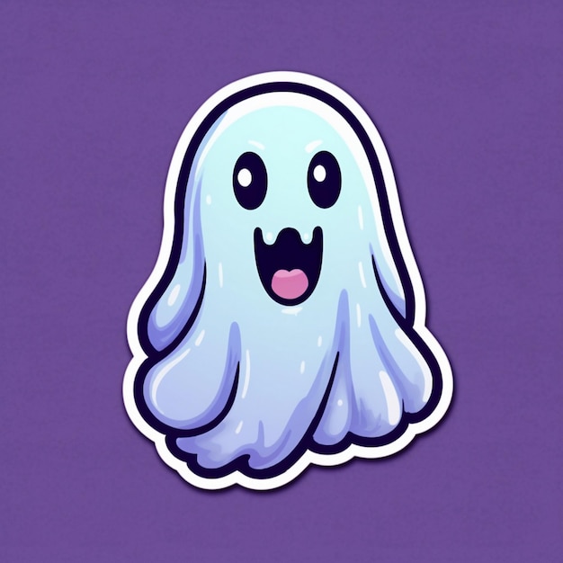 a cartoon character with a white face that says ghost.