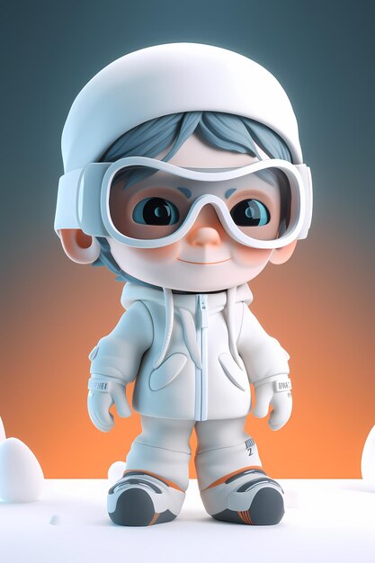 A cartoon character with a white helmet and goggles