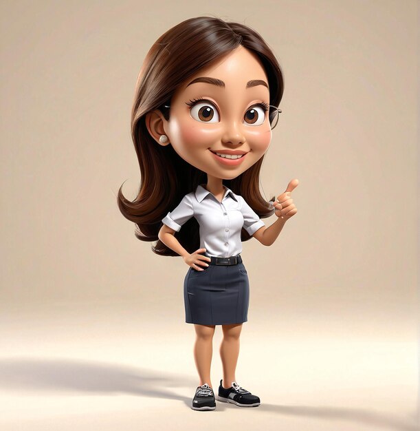 Photo a cartoon character with a white shirt and black skirt