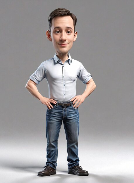 a cartoon character with a white shirt and jeans