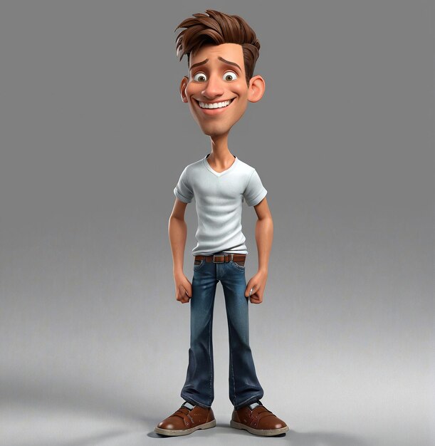 a cartoon character with a white shirt and jeans