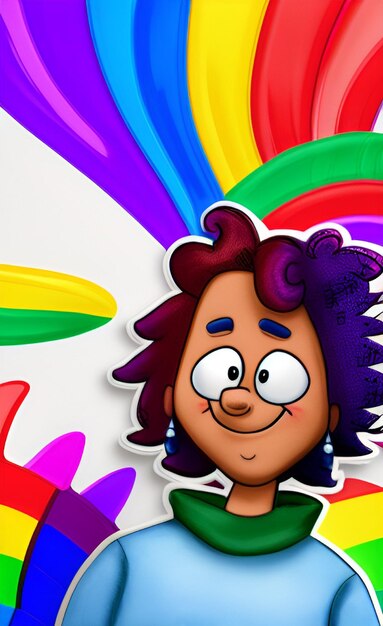 Photo a cartoon character with the word rainbow on the front