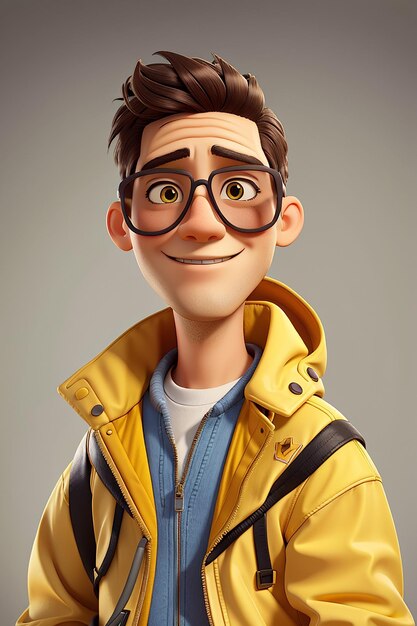 Photo a cartoon character with a yellow jacket and sunglasses