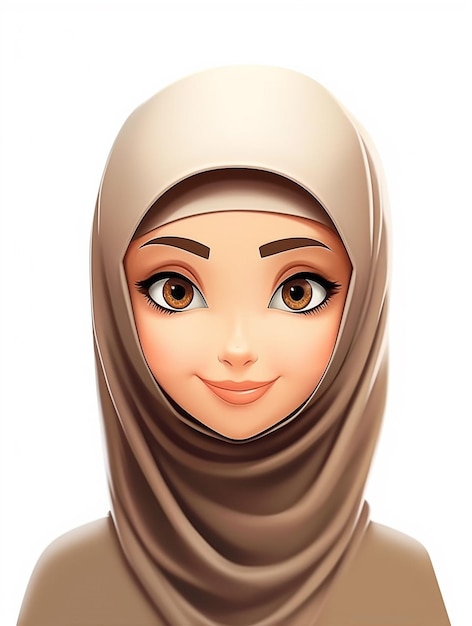 A cartoon character of a woman wearing a hijab