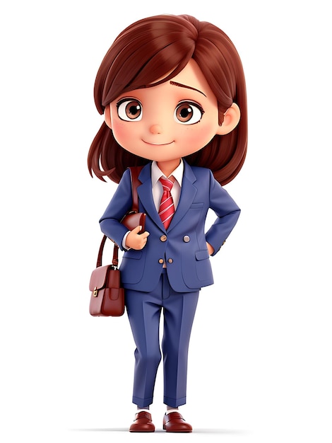 A cartoon character of a woman with a bag and a purse 3D CHARACTER AI GENERATED