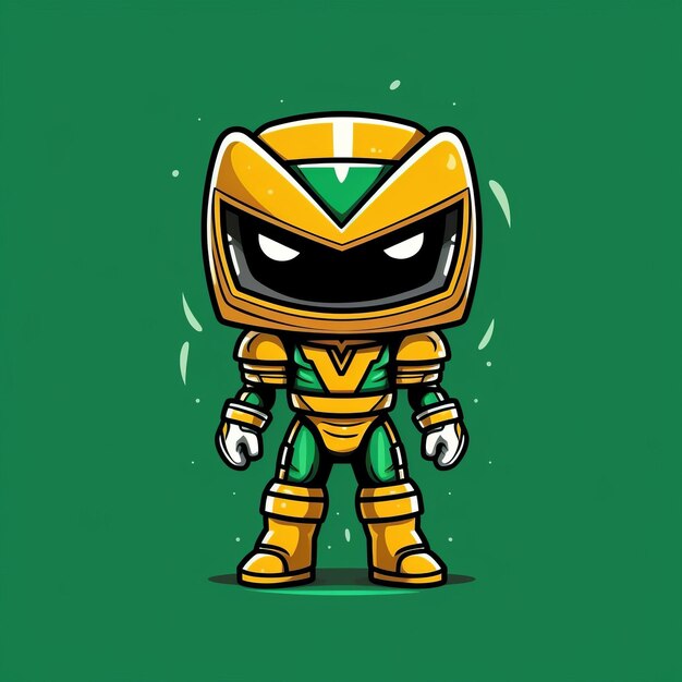 A cartoon character of a yellow and green ninja warrior