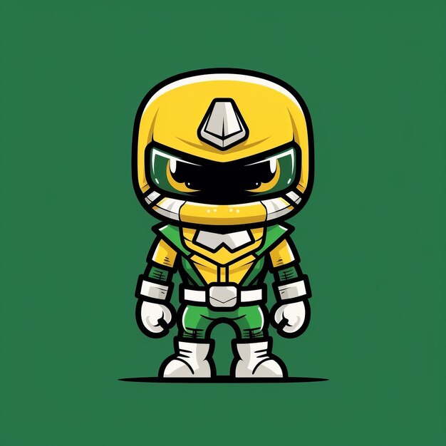 A cartoon character of a yellow and green ninja warrior