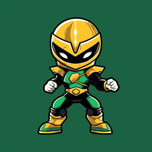 A cartoon character of a yellow and green ninja warrior