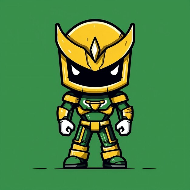 A cartoon character of a yellow and green ninja warrior
