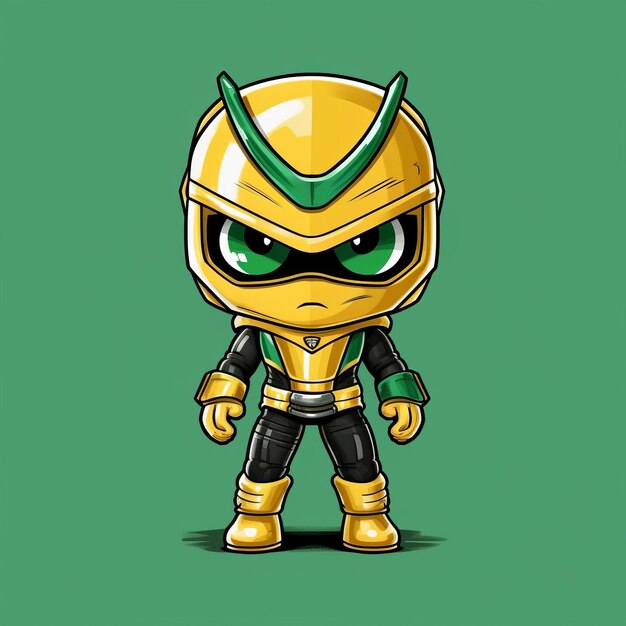 A cartoon character of a yellow and green ninja