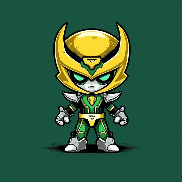 A cartoon character of a yellow and green superhero