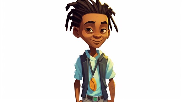 cartoon character of a young man with dreadlocks and a tie generative ai