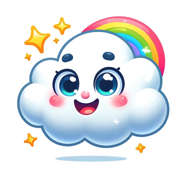 Photo cartoon cheerful cloud with a smiling face