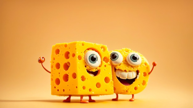 cartoon cheese with eyes