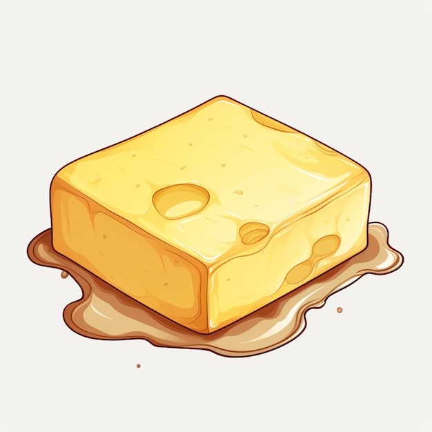 a cartoon cheese with melted cheese on a white background generative ai