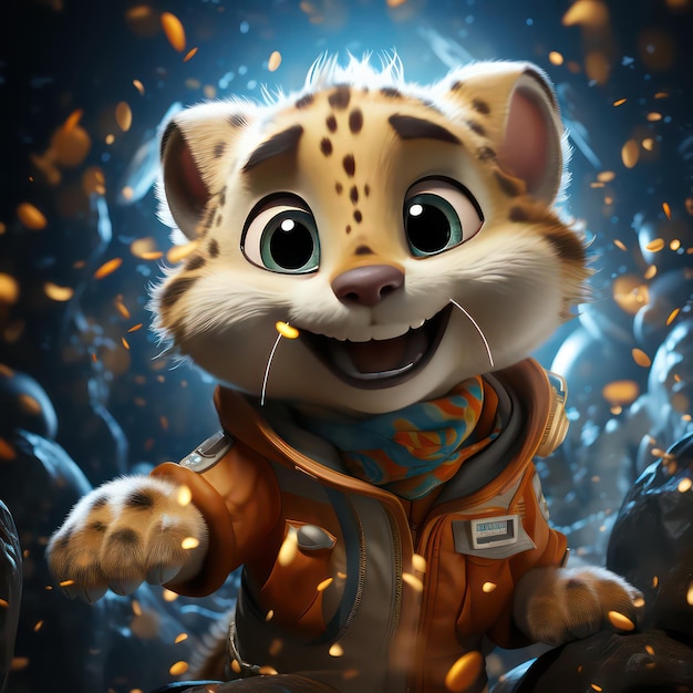 Cartoon Cheetah Character Embracing Spots and Reality