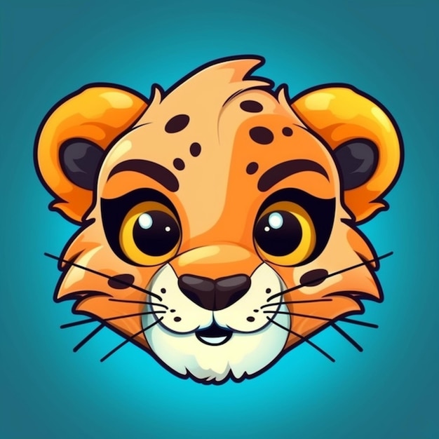 Photo cartoon cheetah face 2d clipart design
