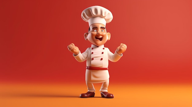 A cartoon of a chef with his arms up in the air.