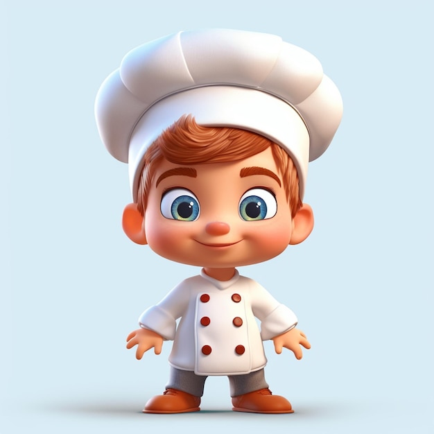 cartoon chef with a white hat and brown pants generative ai