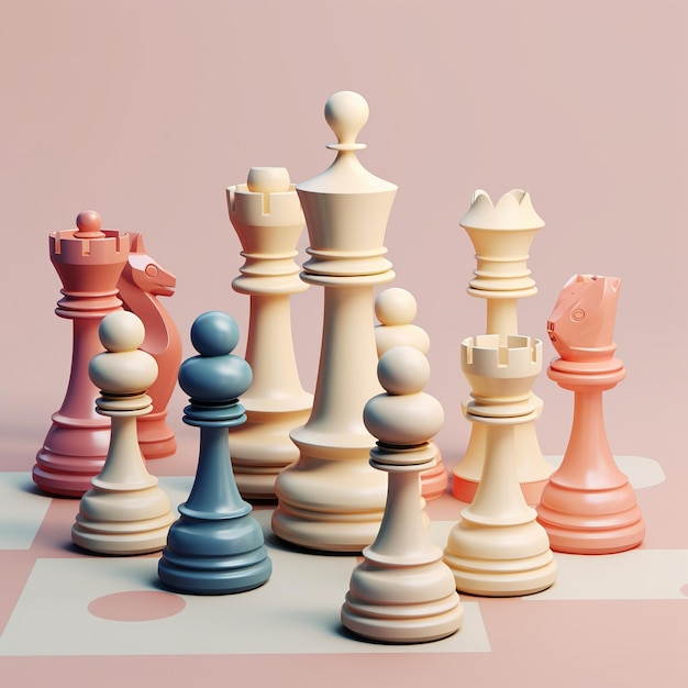 Cartoon Chess Set 3D