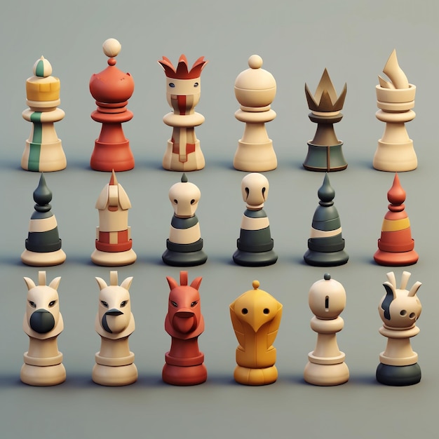 Premium AI Image | Cartoon Chess Set 3D