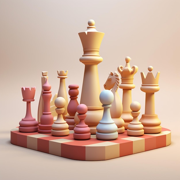 Cartoon Chess Set 3D