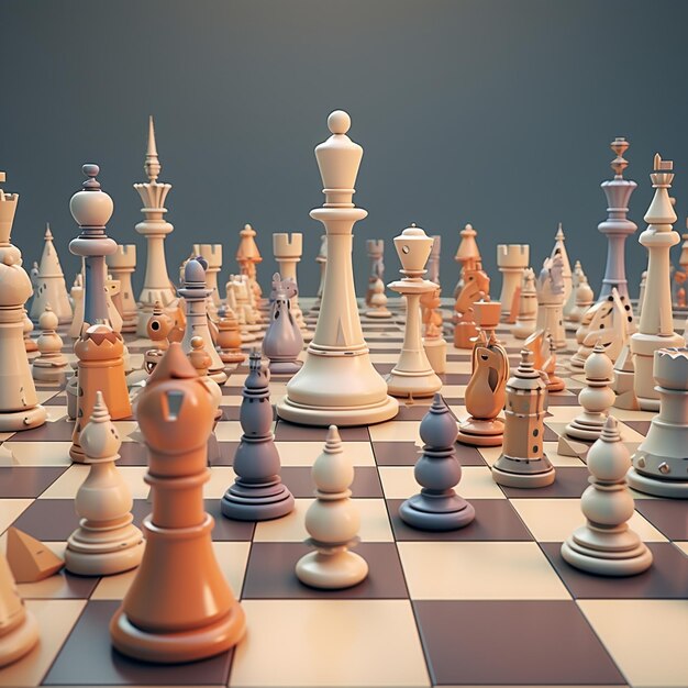 Cartoon Chess Set 3D