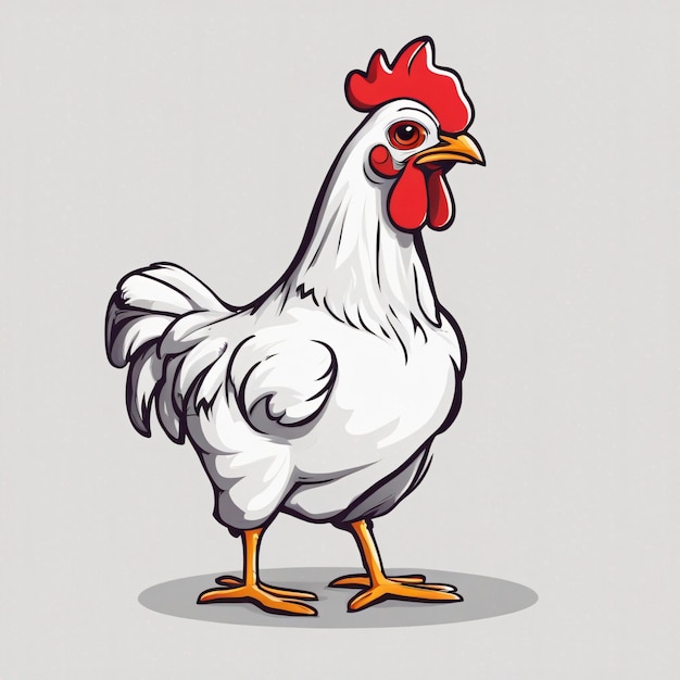 A Cartoon chicken white background