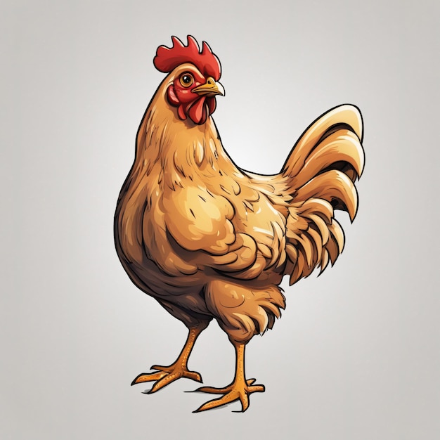 A Cartoon chicken white background
