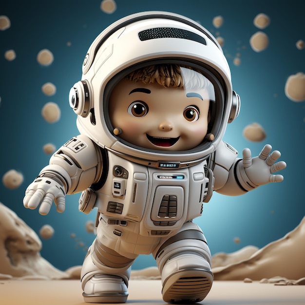 Cartoon child wearing an astronot cloth