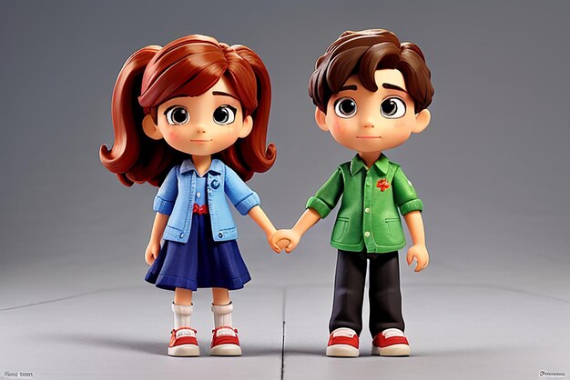 Cartoon children children in love holding hand