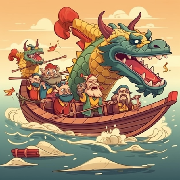 Мультфильм китайский фестиваль лодок-драконов 7