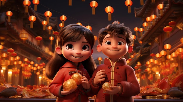 Foto cartoon festival del capodanno cinese 3d 10 febbraio ai generativa