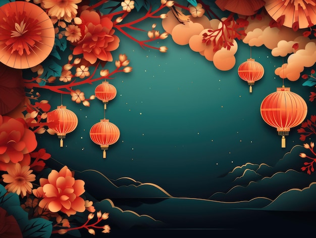 Cartoon Chinese new year red background