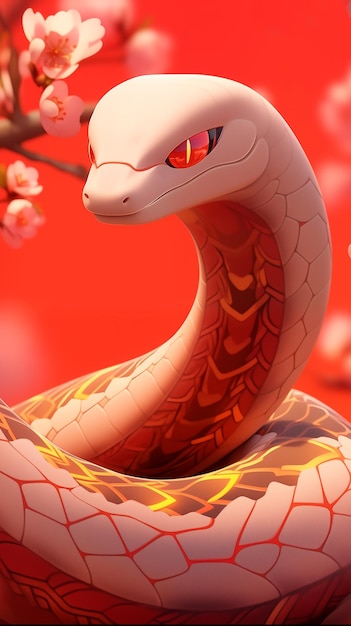 cartoon chinese new year zodiac snake illustration