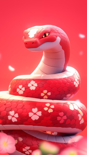 мультфильм китайский новый год зодиака змея иллюстрация