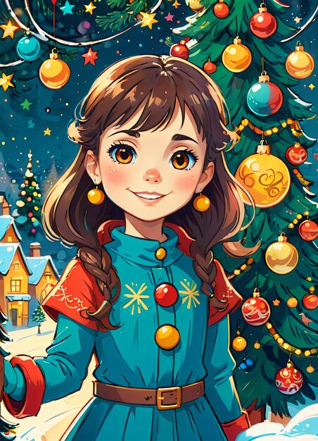 写真 かわいい女の子の漫画のクリスマス イラスト