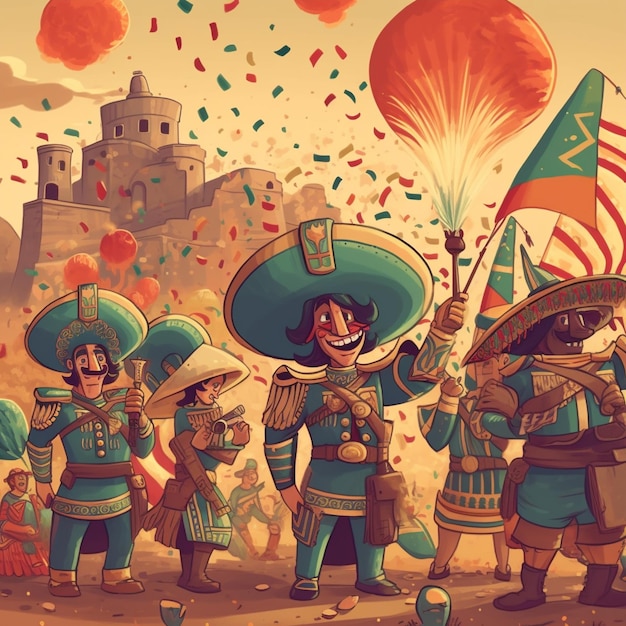 Cartoon cinco de mayo celebration