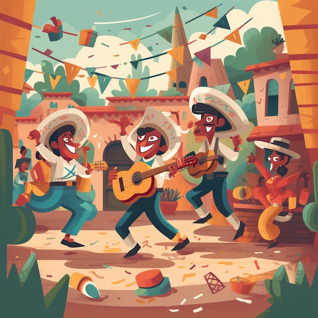 Cartoon cinco de mayo celebration