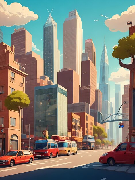 Cartoon City Background Images