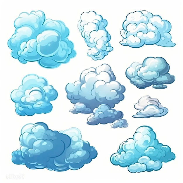 Cartoon cloud set